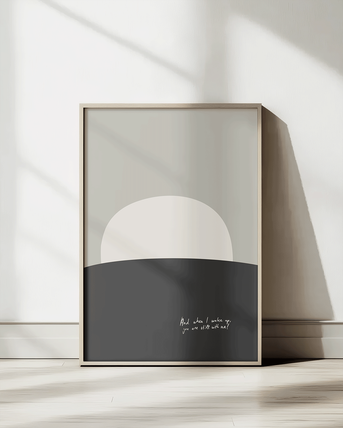 Abstract bible verse art print grayscale still with me