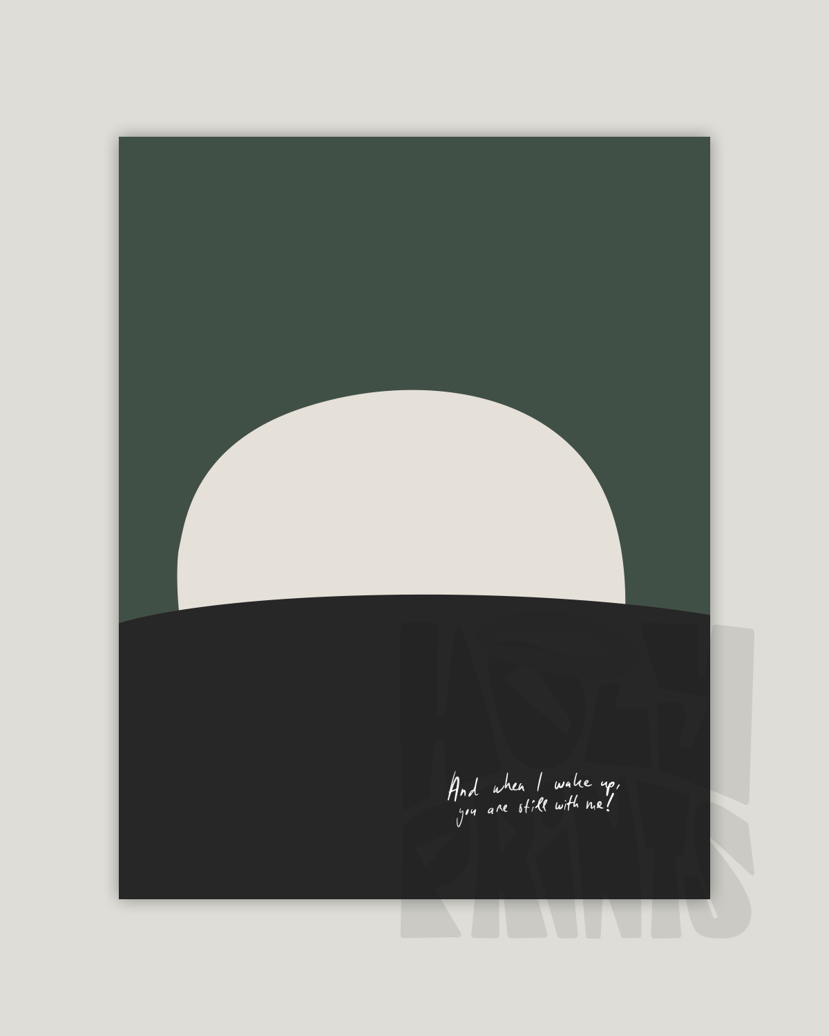 abstract art print with bible verse when I awake you are still with me in green mockup