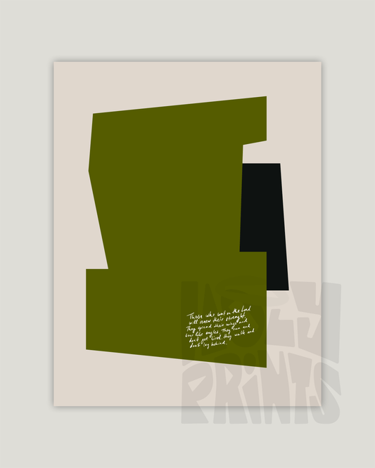 strength renewed wait on the lord green black Modern minimal abstract Bible verse example print inches