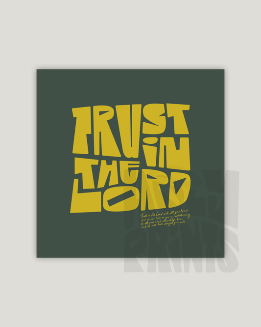 trust in the lord yellow green square Bold modern typographic Bible verse example print inches hoolyprints
