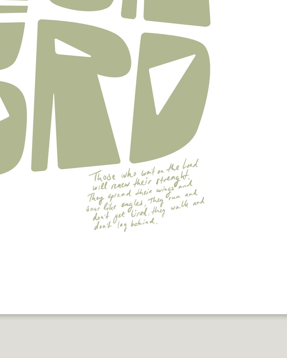 wait on the lord light green squared Bold modern typographic Bible verse handwritten detail hoolyprints