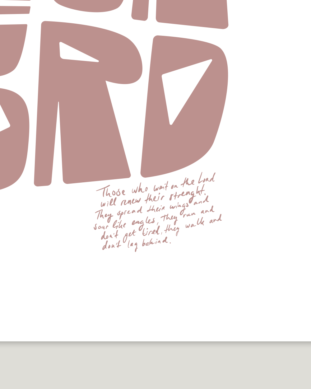 wait on the lord pink brown squared Bold modern typographic Bible verse handwritten detail hoolyprints