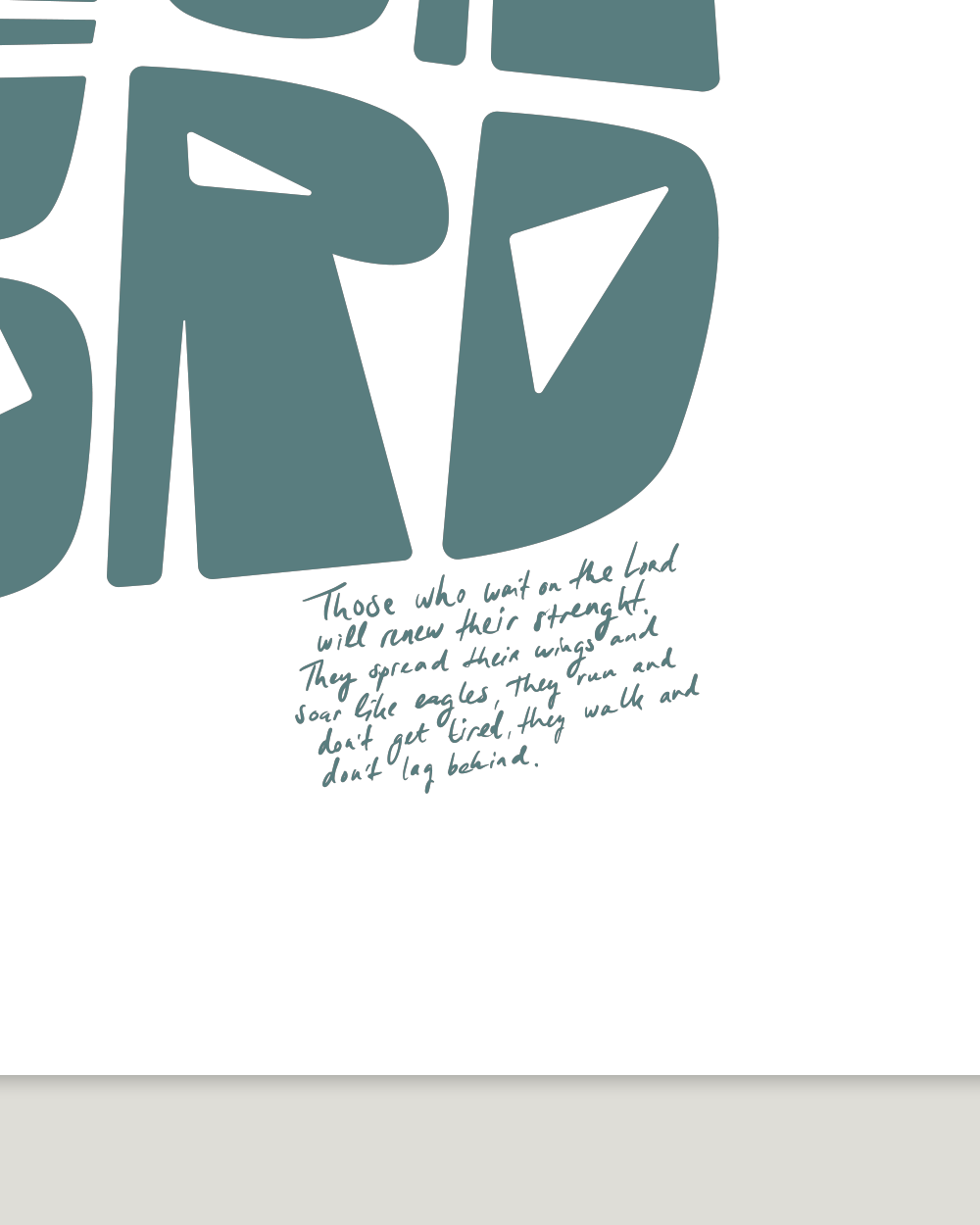 wait on the lord turquoise square Bold modern typographic Bible verse handwritten detail hoolyprints