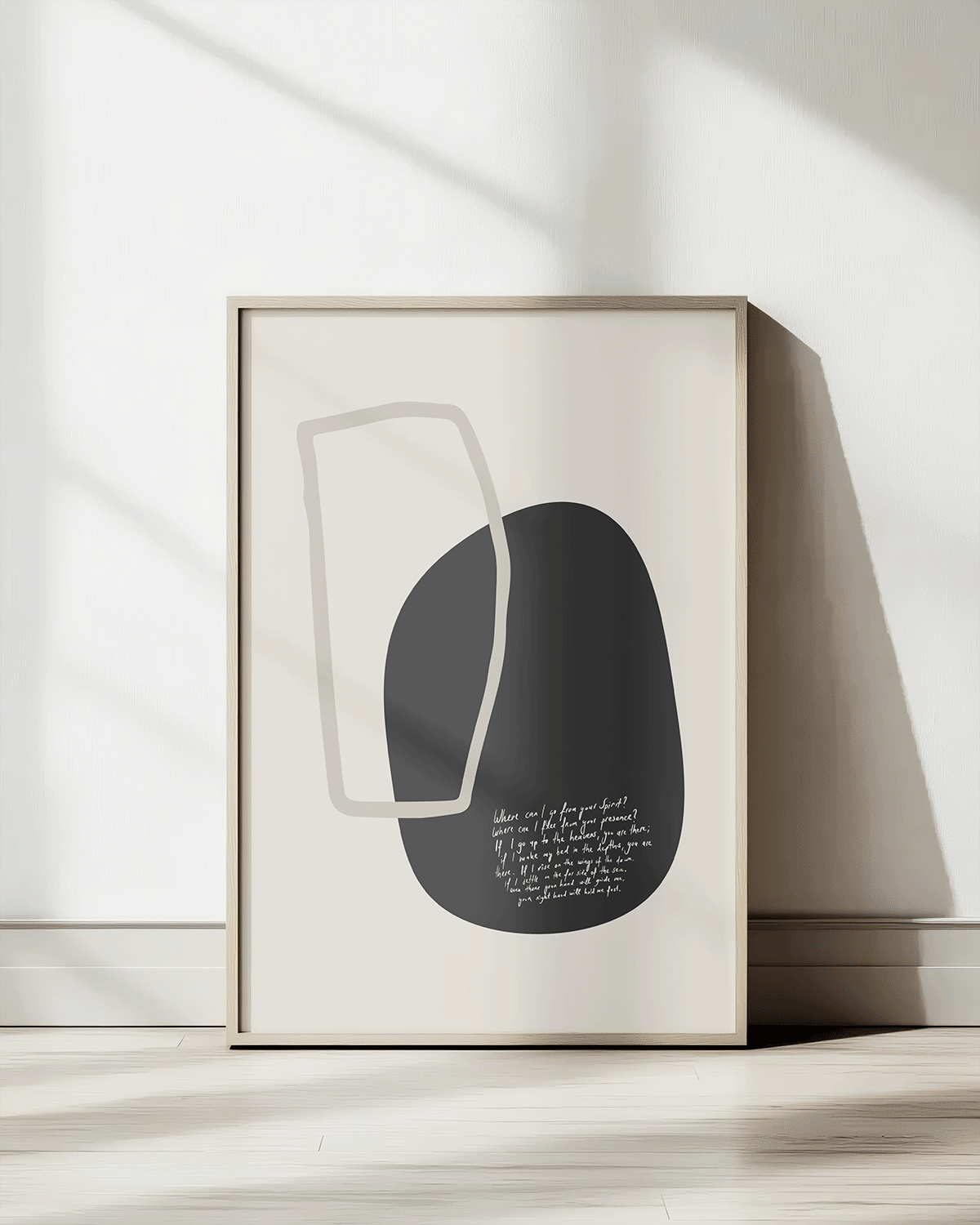 Abstract art print bible verse grayscale where can i go from your spirit