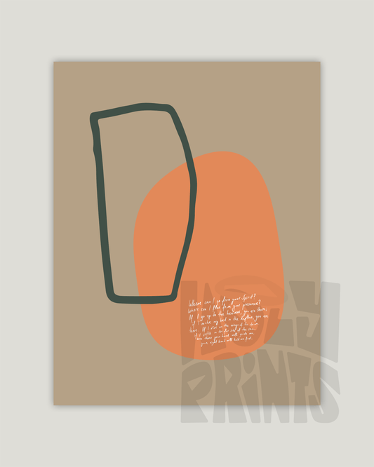 bible verse art print abstract mockup where can i go form your spirit in sand tones