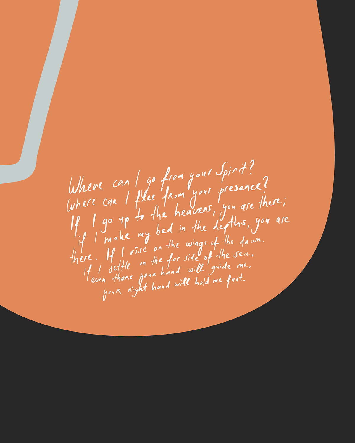 detail bible verse artprint handwritten where can i go from your spriit