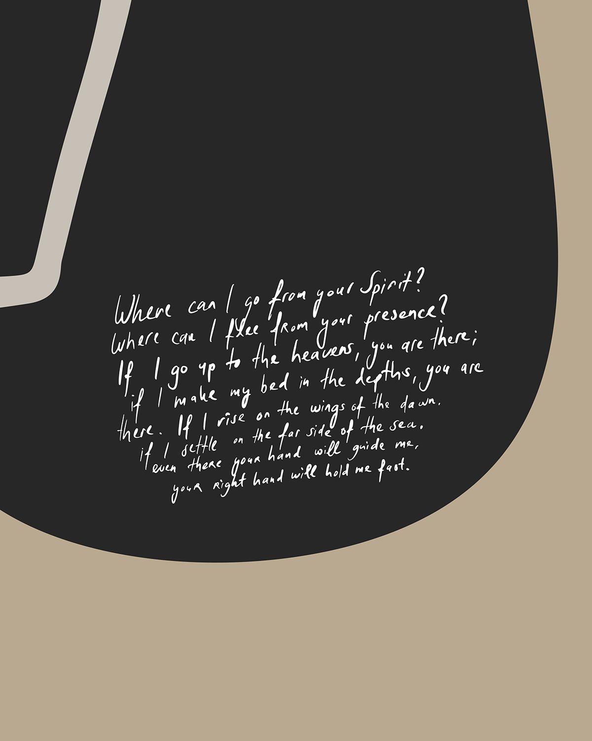 detail bible verse abstract art print in almond