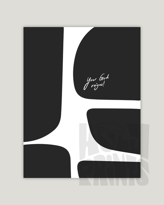 your god reigns black Modern minimal abstract Bible verse example print inches hoolyprints