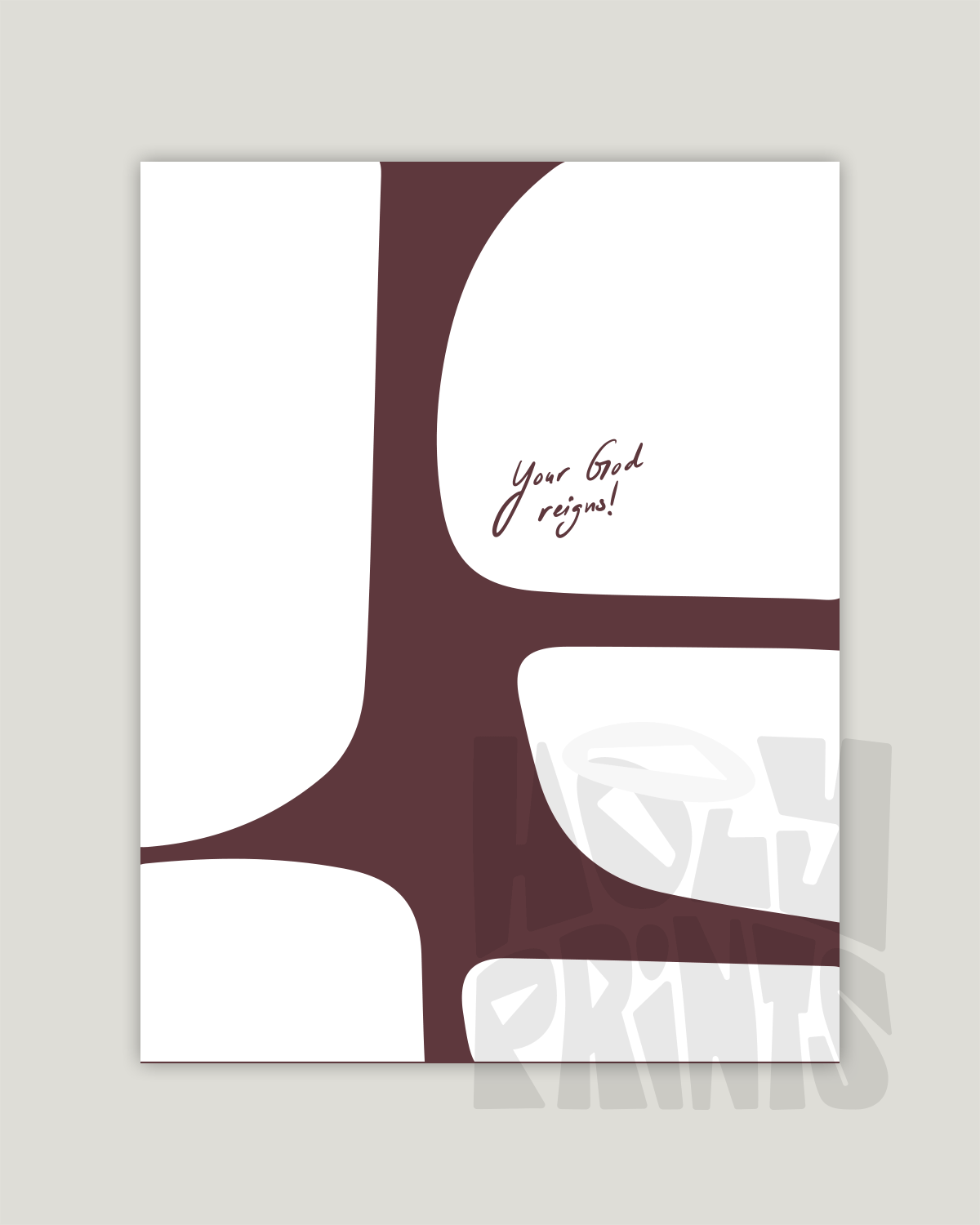 your god reigns brown Modern minimal abstract Bible verse example print inches hoolyprints