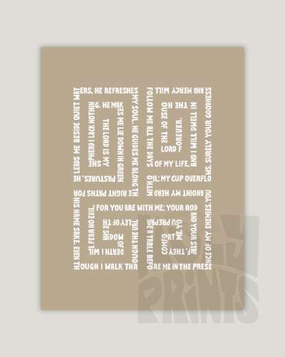 psalm 23 almond Bold modern typographic Bible verse example print inches hoolyprints