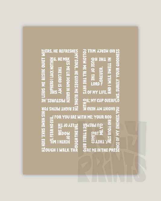 psalm 23 almond Bold modern typographic Bible verse example print inches hoolyprints