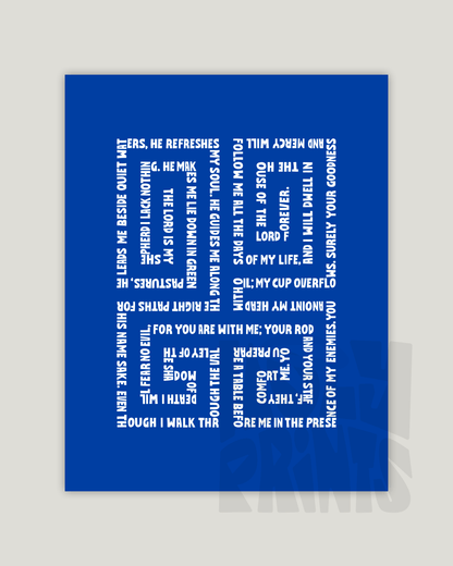 psalm 23 blue Bold modern typographic Bible verse example print inches hoolyprints