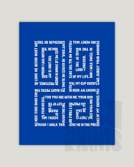 psalm 23 blue Bold modern typographic Bible verse example print inches hoolyprints