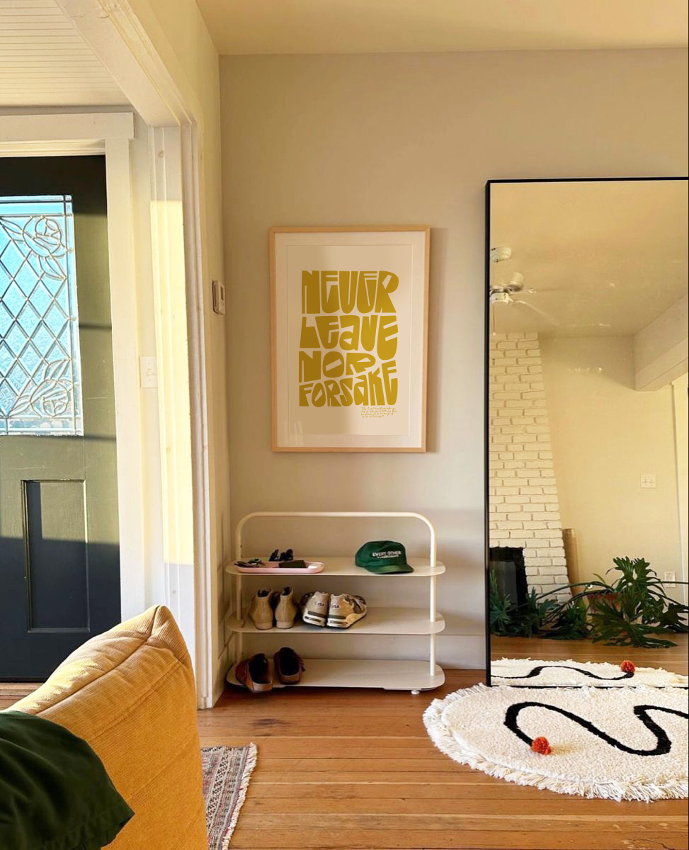 Never leave nor forsake bible verse wall decor in hallway yellow hoolyprints