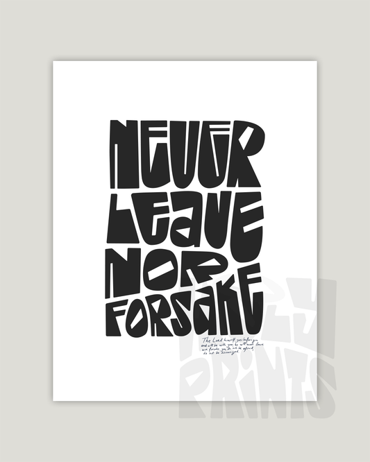 never leave nor forsake bible verse art print hoolyprints black inches