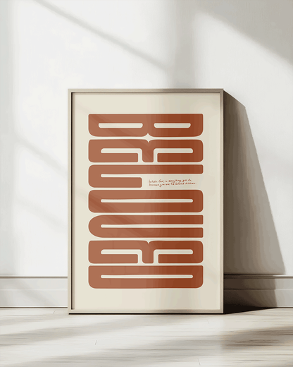 beloved brown Bold modern typographic Bible verse print framed mockup hoolyprints