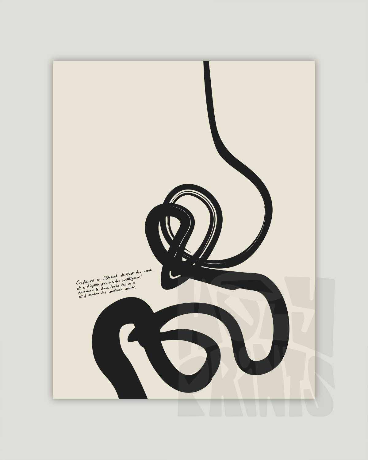 Toutes tes voies—Prov 3:5-6, Modern Abstract Print [Français-Black]