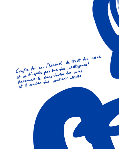 Toutes tes voies—Prov 3:5-6, Modern Abstract Print [Français-Blue]