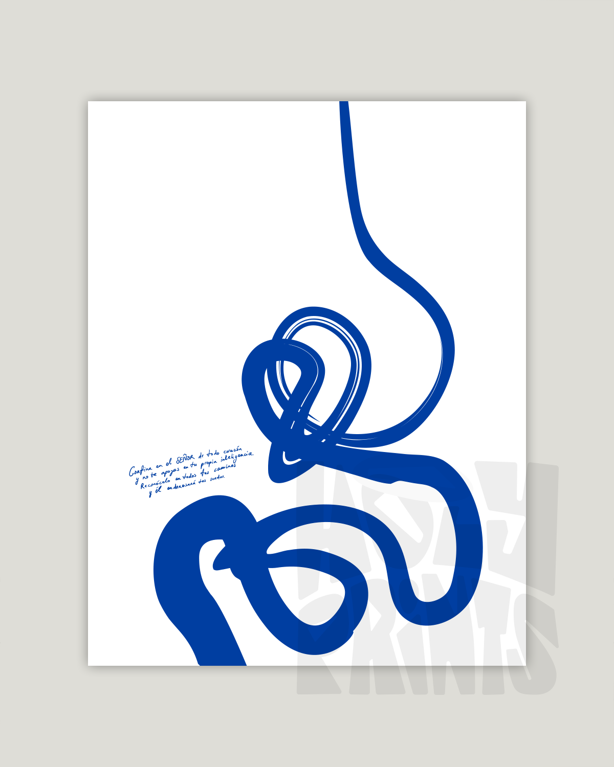 Todos tus caminos—Prov 3:5-6, Abstract Bible Verse Print [Español-Blue]