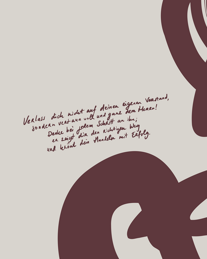 Jedem Schritt—Prov 3:5-6, Bible Abstract Wall Art [Deutsch-Brown]
