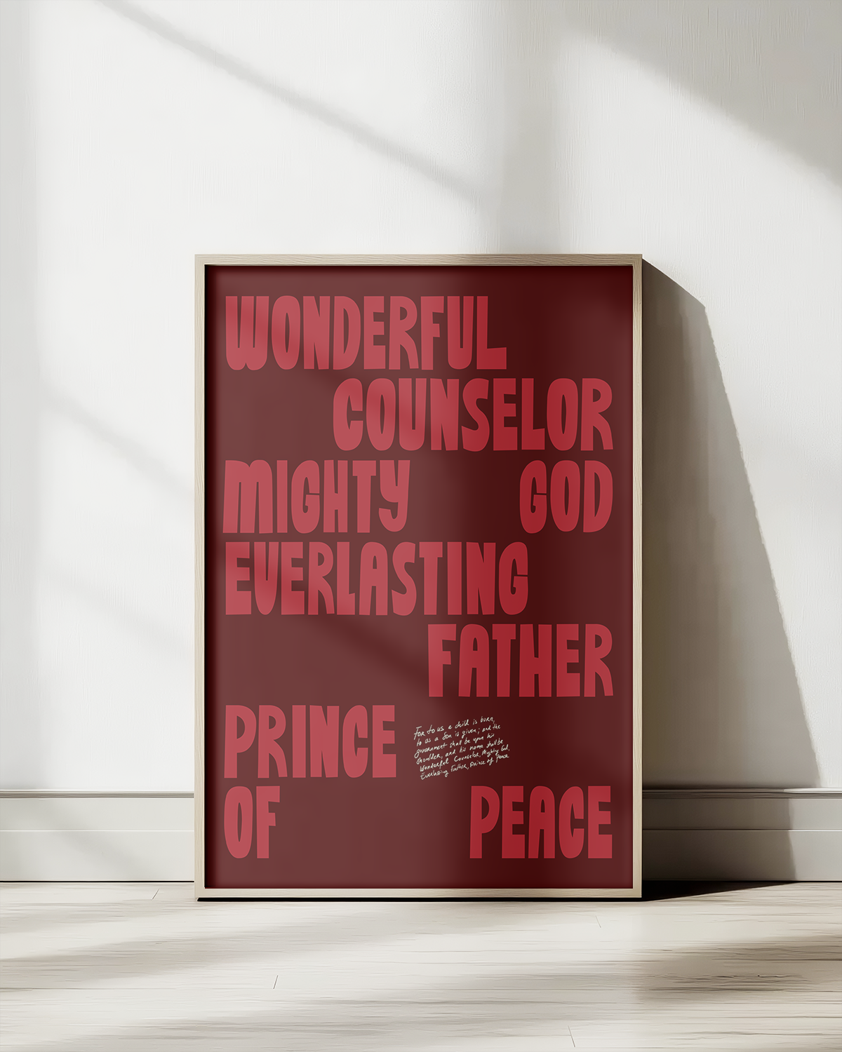 Wonderful Counselor—Isaiah 9:6, Advent Scripture Decor [Red]