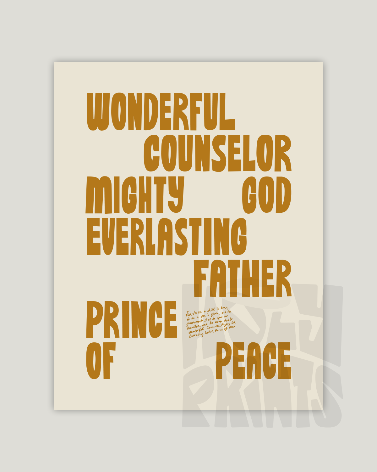 Wonderful Counselor—Isaiah 9:6, Advent Scripture Decor [Gold]
