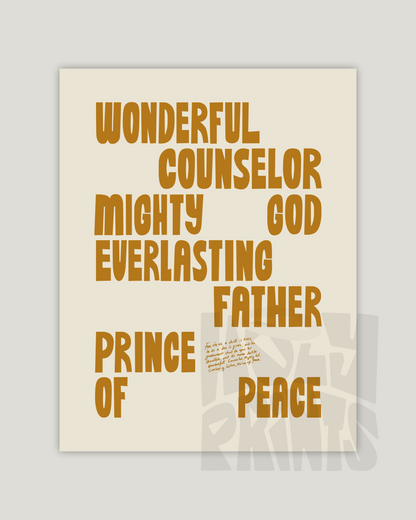 Wonderful Counselor—Isaiah 9:6, Advent Scripture Decor [Gold]
