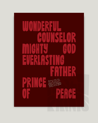 Wonderful Counselor—Isaiah 9:6, Advent Scripture Decor [Red]
