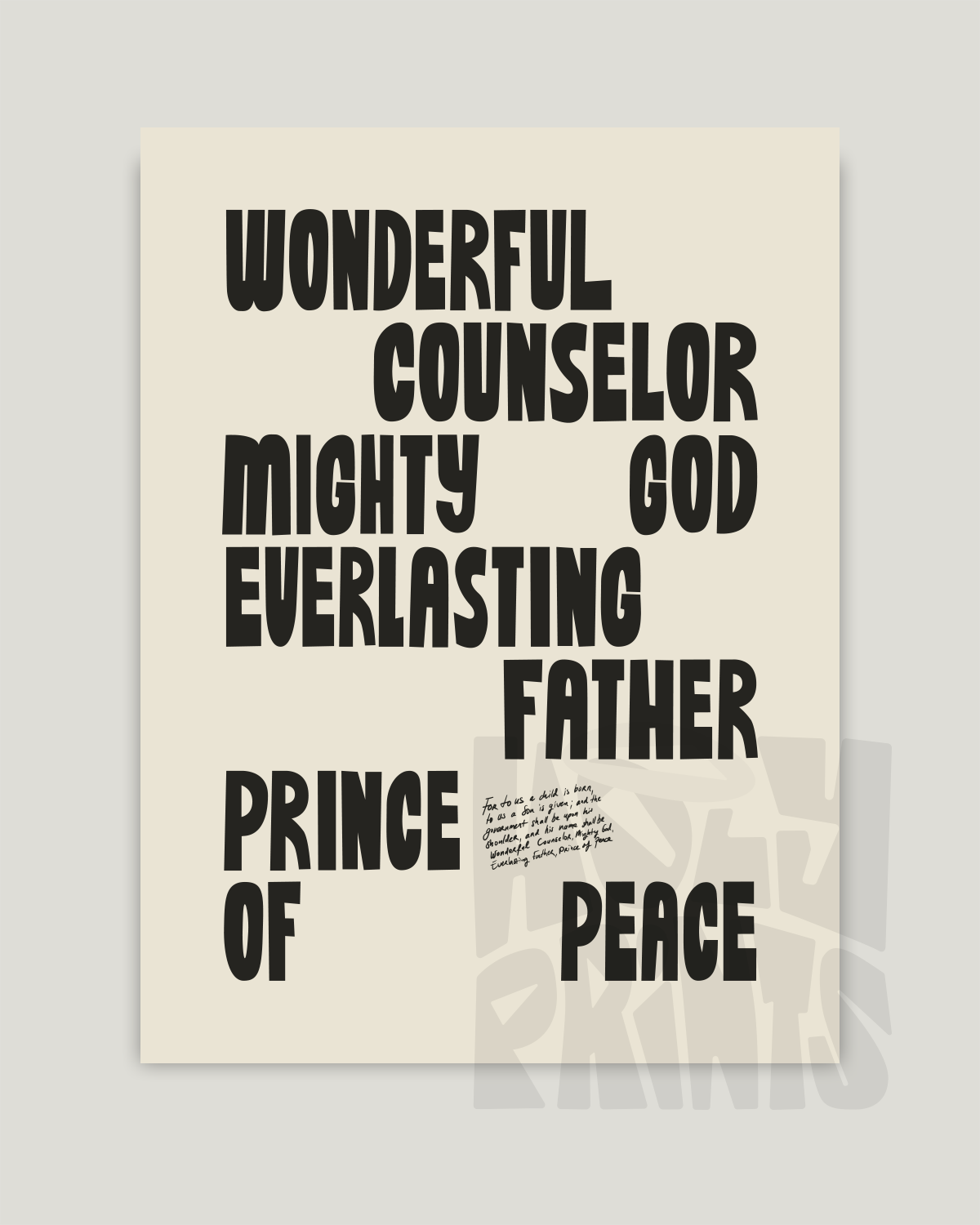 Wonderful Counselor—Isaiah 9:6, Advent Scripture Decor [Black]
