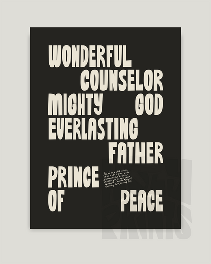 Wonderful Counselor—Isaiah 9:6, Advent Scripture Decor [Black Inv]