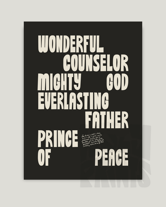 Wonderful Counselor—Isaiah 9:6-7, Advent Holiday Scripture Art [Black Inv]