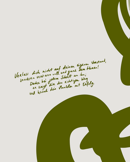 Jedem Schritt—Prov 3:5-6, Bible Abstract Wall Art [Deutsch-Green]