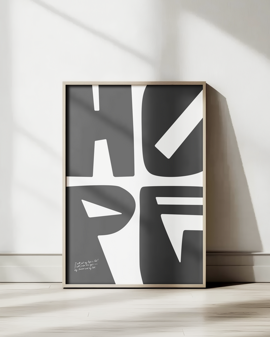 hope psalm 42:11 Bold modern typographic Bible verse wall decor art print framed mockup christian art hoolyprints