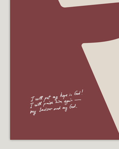 hope red-brown psalm 42:11 Bold modern typographic Bible verse handwritten detail christian art hoolyprints