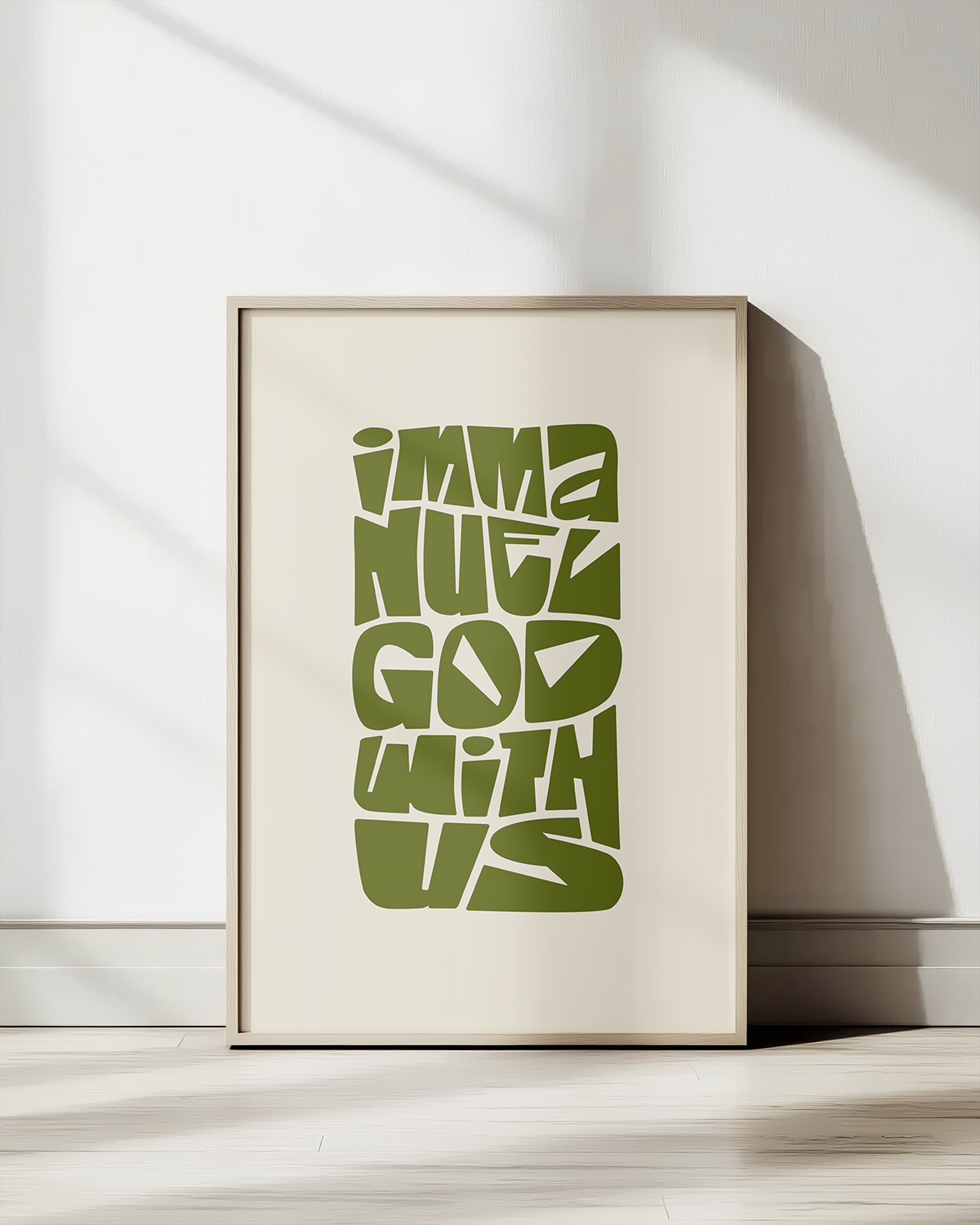 God With Us—Matt 1:23, Typographic Advent Art Print [Moss Green]