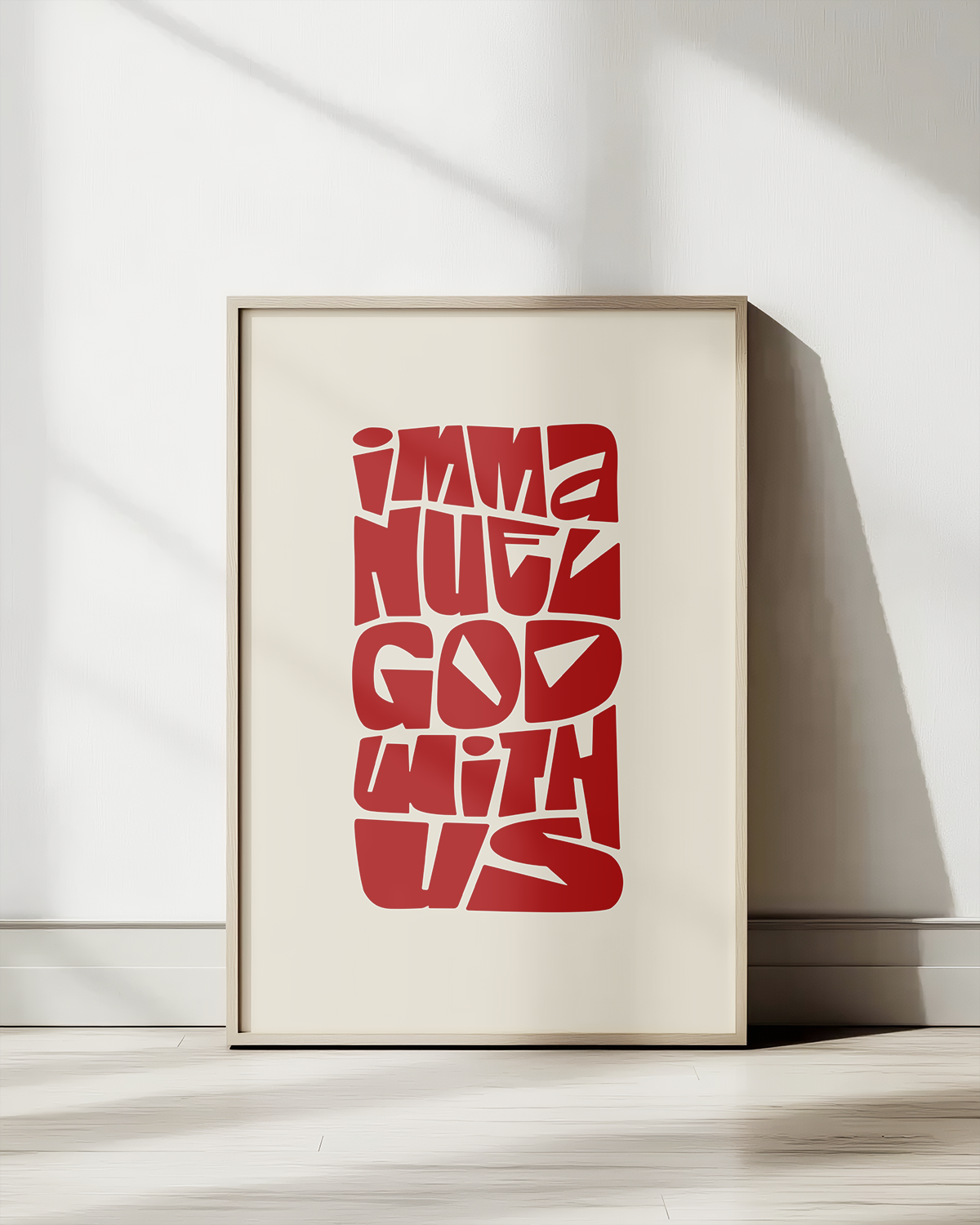 God With Us—Matt 1:23, Typographic Advent Art Print [Red]