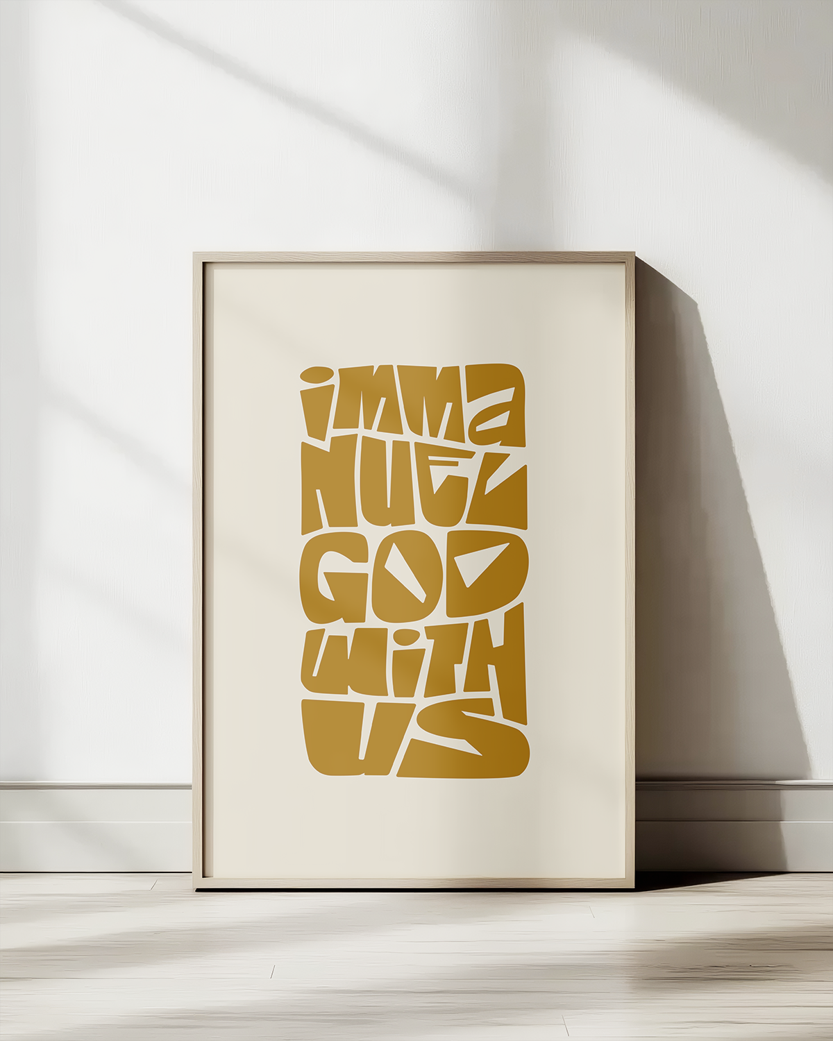 God With Us—Matt 1:23, Typographic Advent Art Print [Gold]