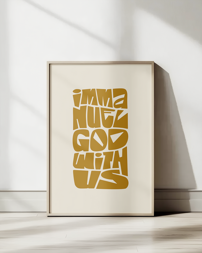 God With Us—Matt 1:23, Typographic Advent Art Print [Gold]