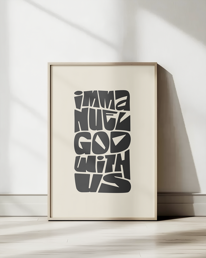 God With Us—Matt 1:23, Typographic Advent Art Print [Black]