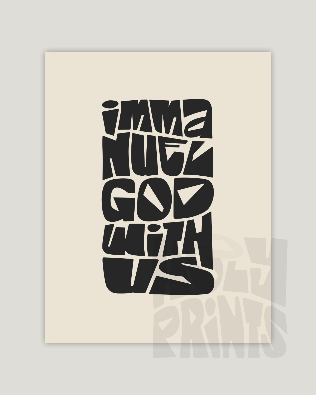 God With Us—Matt 1:23, Typographic Advent Art Print [Black]