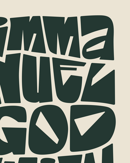 God With Us—Matt 1:23, Typographic Advent Art Print [Dark Green]