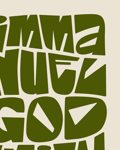 God With Us—Matt 1:23, Typographic Advent Art Print [Moss Green]
