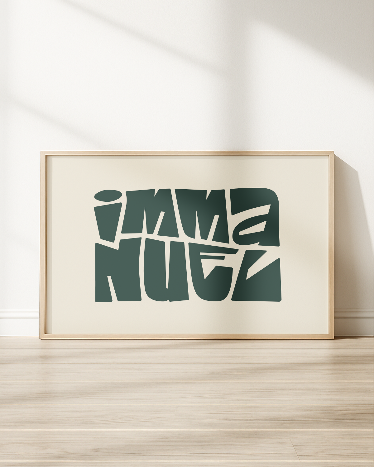 Immanuel—Matt 1:23, Minimal Horizontal Advent Wall Art [Dark Green]