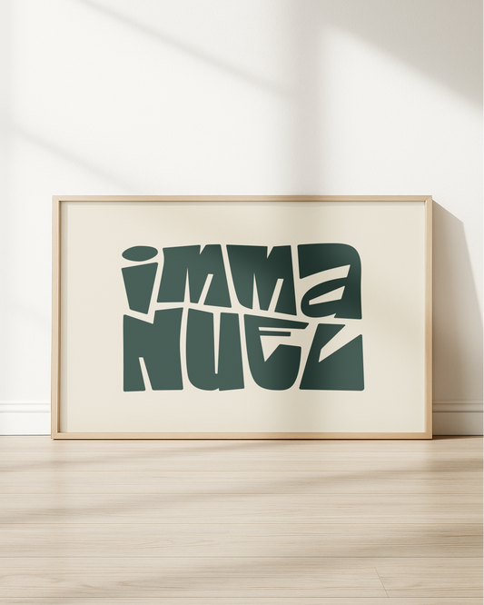 Immanuel—Matt 1:23, Minimal Horizontal Advent Wall Art [Dark Green]