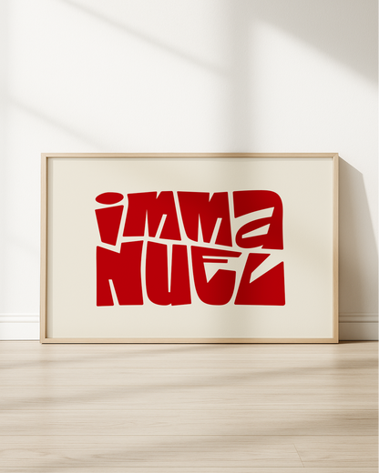 Immanuel—Matt 1:23, Minimal Horizontal Advent Wall Art [Red]