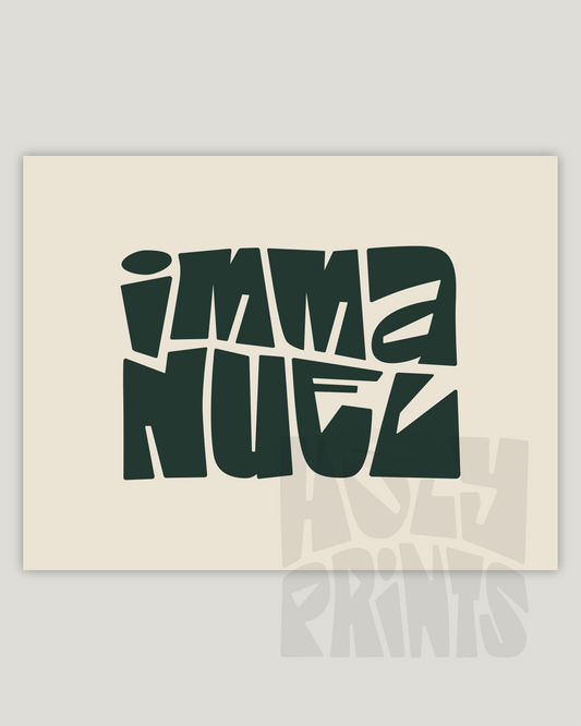 Immanuel—Matt 1:23, Minimal Horizontal Advent Wall Art [Dark Green]