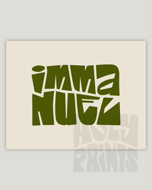 Immanuel—Matt 1:23, Minimal Horizontal Advent Wall Art [Moss Green]