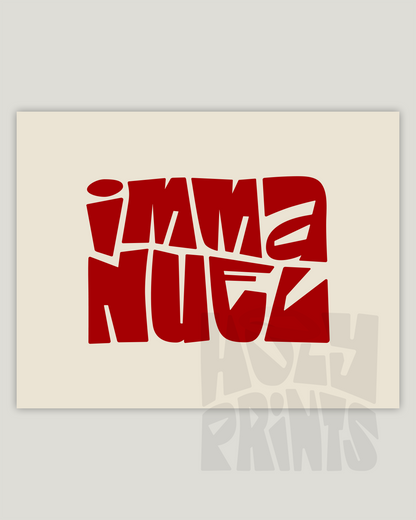 Immanuel—Matt 1:23, Minimal Horizontal Advent Wall Art [Red]