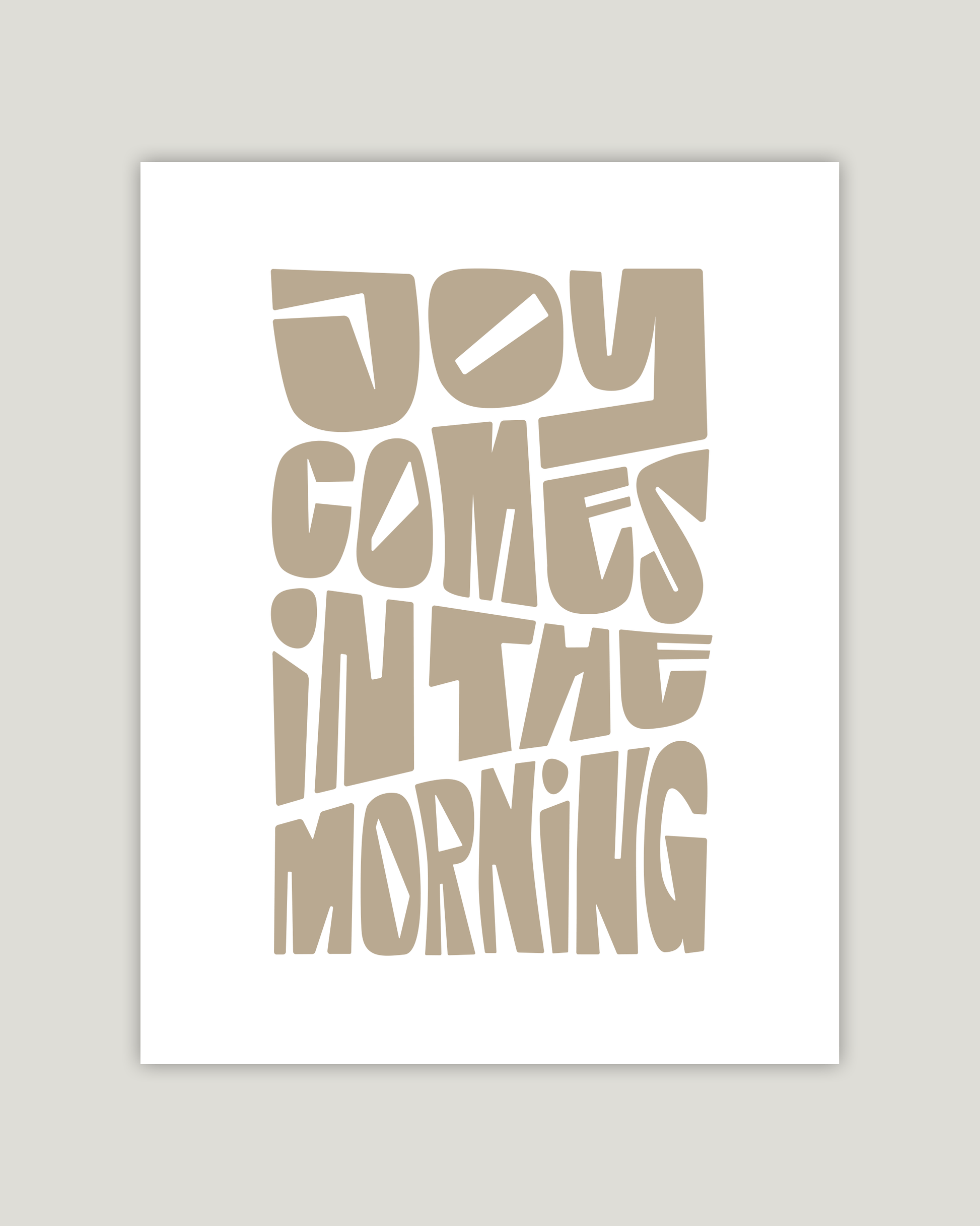 joy comes in the morning almond Bold modern typographic Bible verse example print inches hoolyprints