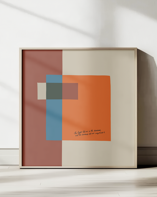 Light in the Darkness—John 1:5, Timeless Abstract Art Print [Orange/Brown]